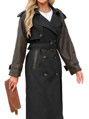 Women's Trench Coat Long Loose Jacket Spring Fall Overcoat with Belt
