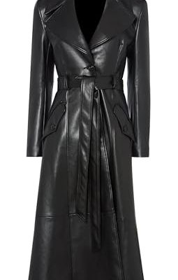 Elegance Redefined Womens Real Leather Designer Long Trench Coat - Winter Wear