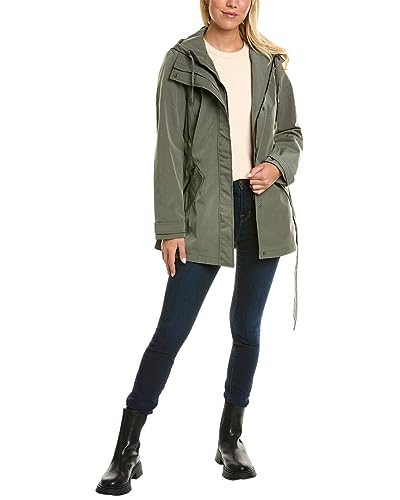 Women's Hooded Raincoat with Belt Jacket