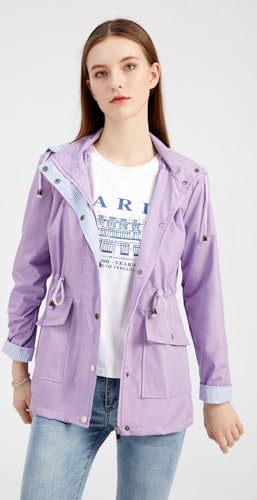 315gTDJ2kOL.jpg Womens Raincoat Windbreaker Waterproof Lightweight Lined Hooded Rain Jacket