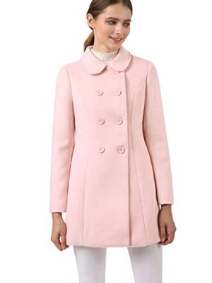Women's Peter Pan Collar Double Breasted Winter Long Trench Pea Coat