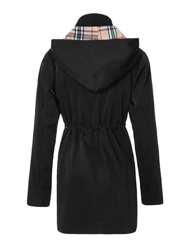 Women's Long Hooded Rain Jacket Outdoor Raincoat Windbreaker