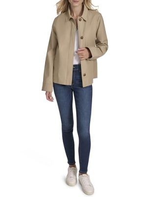 Women's Solid Cropped Trench Coat Jacket
