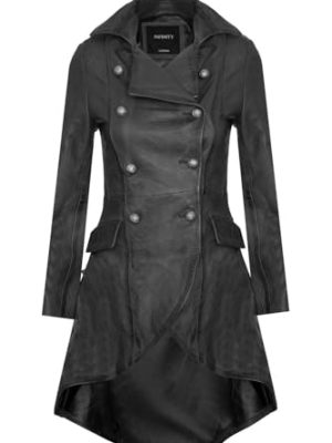 Women's Gothic Leather Edwardian Victorian Flare Coat