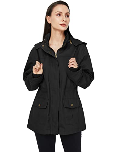 31F22UGqoVL.jpg Women's Cotton Military Jacket Lightweight Casual Anorak Coat with Hood