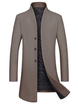 Men Wool Trench Coat Slim Fit Winter Coat