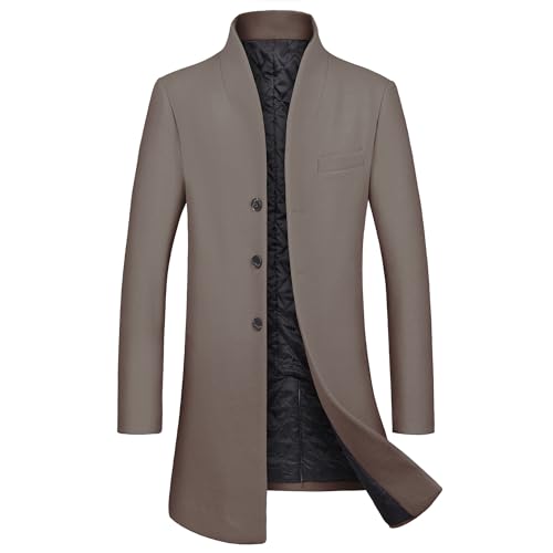 Men Wool Trench Coat Slim Fit Winter Coat