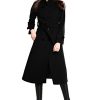 Women's Wool Trench Coat Winter Double-Breasted Jacket with Belts