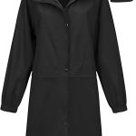 Women's Long Waterproof Rain Coats Lightweight Rain Jacket Packable Windbreaker with Removable Hood