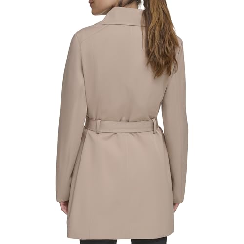 Women's Trench Coat with Waist Tie Belt and Notch Collar