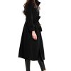Women's Wool Trench Coat Winter Double-Breasted Jacket with Belts