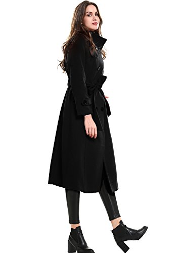 Women's Wool Trench Coat Winter Double-Breasted Jacket with Belts
