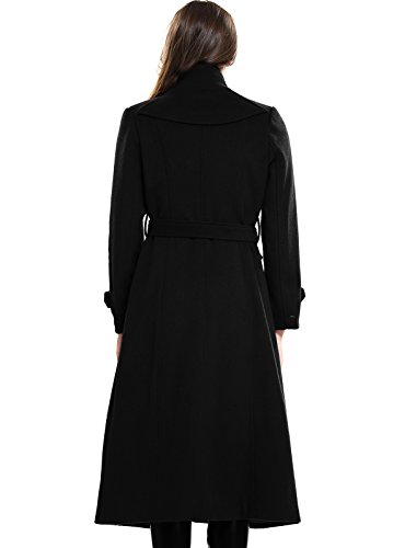 Women's Wool Trench Coat Winter Double-Breasted Jacket with Belts