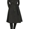 Women's Long Flared Belted Trench Coat