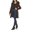 Women's Hooded Coat Slick Wool with Detatchable Faux Fur Trim