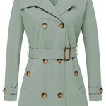 Women's Double Breasted Trench Coats Mid-Length Belted Overcoat Long Dress Jacket with Detachable Hood