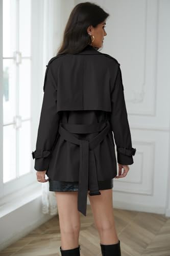 31fv9zagymL.jpg Women's Double Breasted Short Trench Coat Water-Resistant with Belt