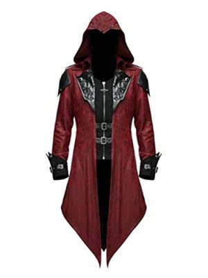 Medieval Renaissance Costume for Men Vampire Viking Trench Steampunk Gothic Coat Halloween Cosplay Party Outfits