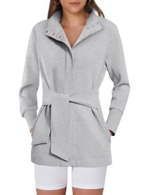 Women's Jacket Belted Long Sleeve Wrap Trench Coat 2025 Fall Winter Casual Dressy Travel Outerwear with Pockets