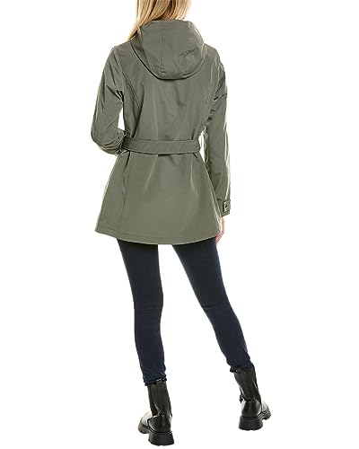 Women's Hooded Raincoat with Belt Jacket
