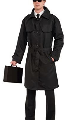 Novelties Adult Secret Agent Spy Costume Trench Coat, Black, Standard