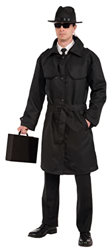 Novelties Adult Secret Agent Spy Costume Trench Coat, Black, Standard
