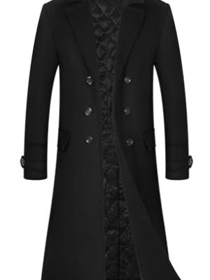 Men's Luxury Full Length Trench Coat Long Wool Overcoat Winter Windbreaker