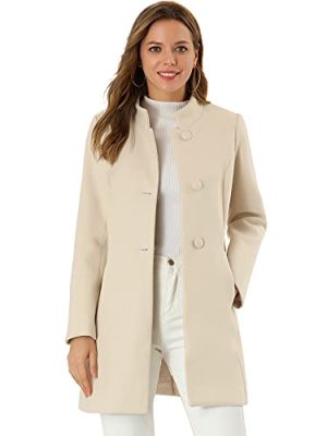 Women's Winter Overcoat Mid-Long Stand Collar Single Breasted Coat Outerwear