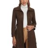 Faux Suede Coat for Women's Belted Long Zipper Jacket