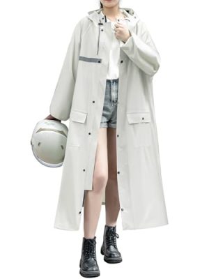 Long Hooded Raincoat Safety Waterproof Emergency Reflective with Packable Rain Jacket Poncho for Men Women Adults