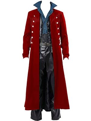 Mens Vintage Victorian Steampunk Jacket, Gothic Renaissance Medieval Frock Coat Cosplay Halloween Costume Tailcoat