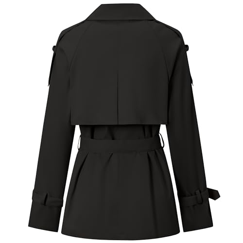 31tfaKA8IJL.jpg Women's Double Breasted Short Trench Coat Water-Resistant with Belt