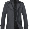 Men's Pea Coat Wool Jacket Windbreaker Single Breasted Winter Coat