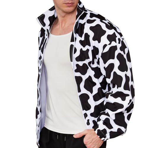 41IG00S4QfL.jpg Mens Cow Casual Jackets Lightweight Fashion Sportswear Retro Windbreaker