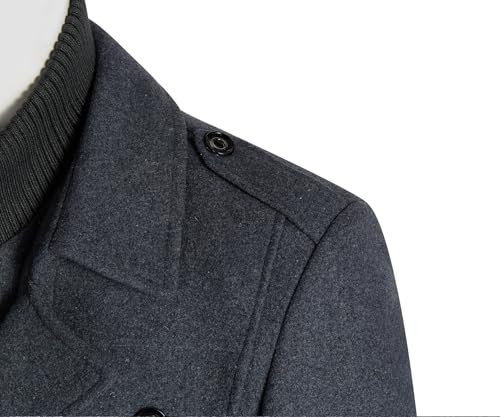 Men's Pea Coat Wool Jacket Windbreaker Single Breasted Winter Coat