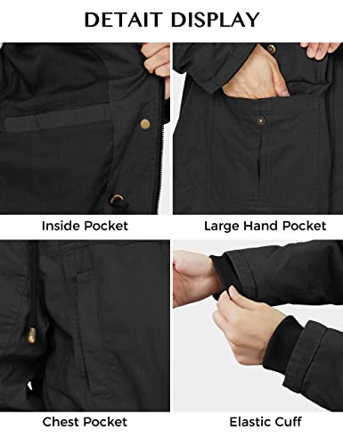 41JUCf8uovL.jpg Women's Cotton Military Jacket Lightweight Casual Anorak Coat with Hood