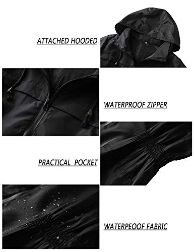 Women Waterproof Lightweight Rain Jacket Active Outdoor Hooded Raincoat