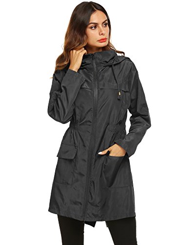 Women Waterproof Lightweight Rain Jacket Active Outdoor Hooded Raincoat
