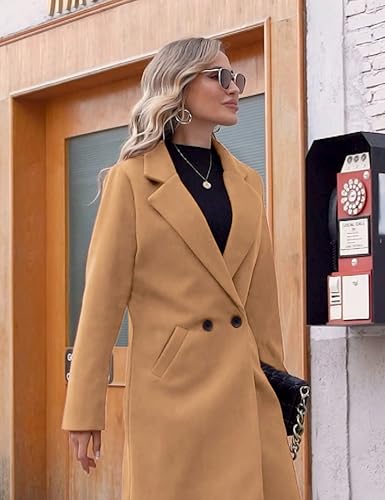 Women's Winter Wool Coat Casual Notch Lapel Single-Breasted Peacoat