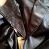 Women Trenchcoats Double-Breasted Belt Slim Outerwear Leather Trench Coat