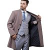 Men Wool Trench Coat Slim Fit Winter Coat