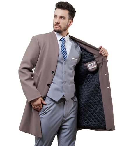 Men Wool Trench Coat Slim Fit Winter Coat