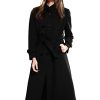 Women's Wool Trench Coat Winter Double-Breasted Jacket with Belts