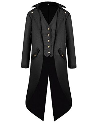 Men's Steampunk Vintage Tailcoat Jacket Gothic Victorian Frock Coat Uniform Halloween Costume
