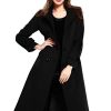 Women's Wool Trench Coat Winter Double-Breasted Jacket with Belts