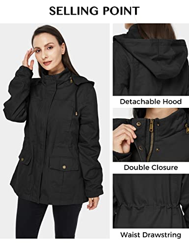 41jgDtM-E4L.jpg Women's Cotton Military Jacket Lightweight Casual Anorak Coat with Hood
