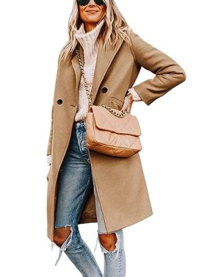 Women's Winter Wool Coat Casual Notch Lapel Single-Breasted Peacoat