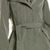 Women's Hooded Raincoat with Belt Jacket