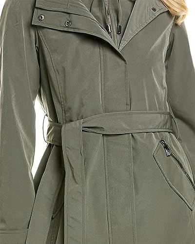 Women's Hooded Raincoat with Belt Jacket
