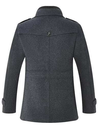 Men's Pea Coat Wool Jacket Windbreaker Single Breasted Winter Coat